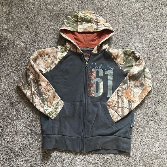 CABELAS camo boys hooded JACKET medium Fleece Lining - Picture 1 of 11